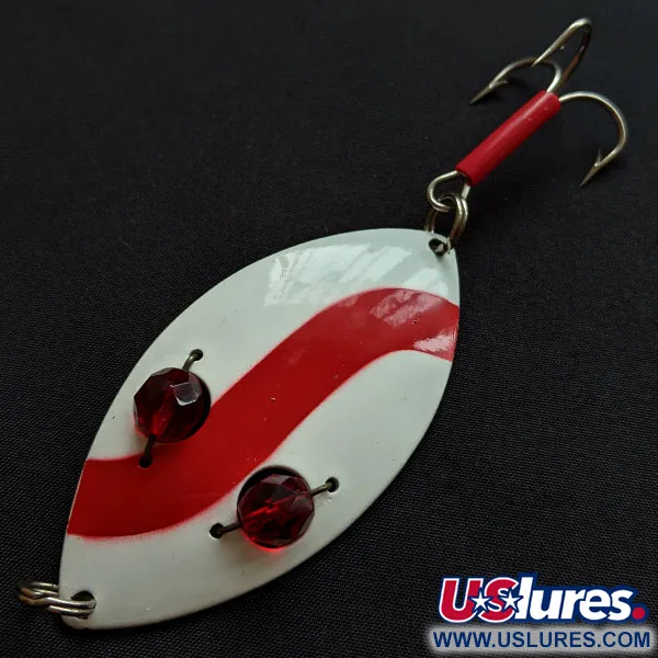 Vintage  Eppinger Red Eye Wiggler, 1oz red white fishing spoon #18262