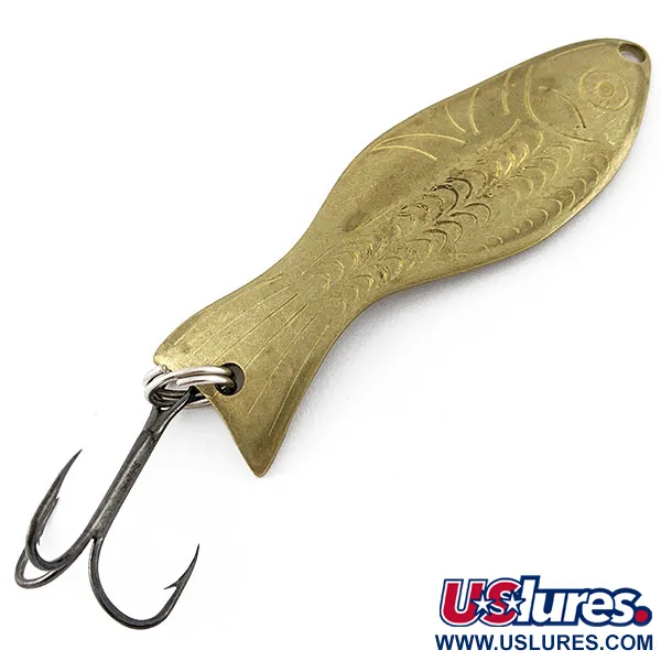 Vintage   Al's gold fish, 3/5oz brass fishing spoon #18425