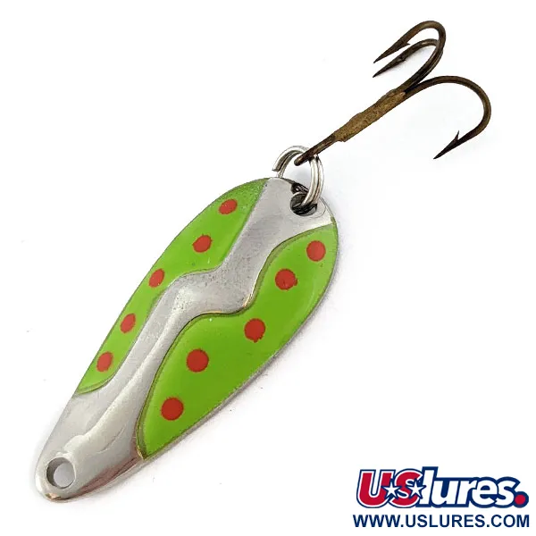 Vintage  Acme Kamlooper Spoon, 2/5oz nickel/green/red fishing spoon #18299