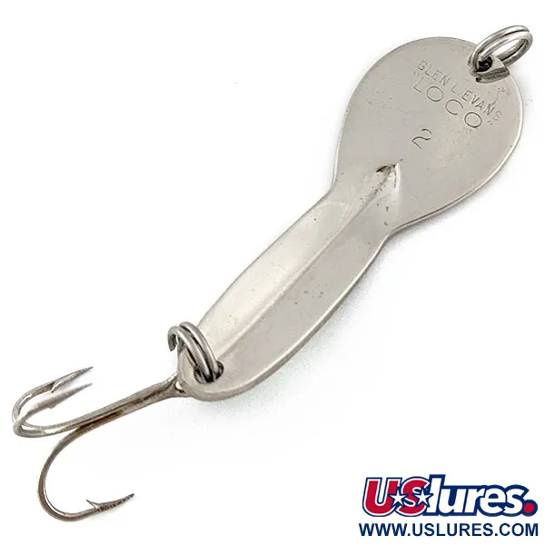 Vintage   Glen Evans Loco 2, 1/4oz nickel/green fishing spoon #18300