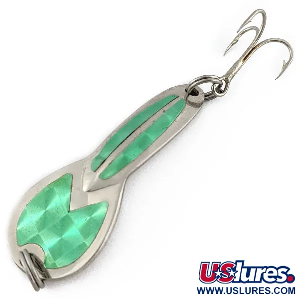 Vintage   Glen Evans Loco 2, 1/4oz nickel/green fishing spoon #18300