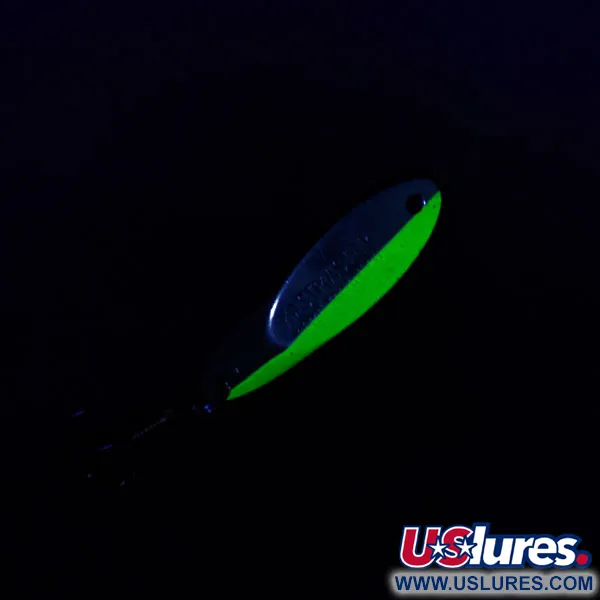 Vintage  Acme Kastmaster UV, 3/8oz nickel/green UV fishing spoon #18304