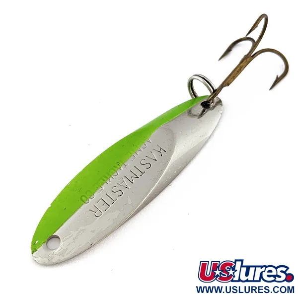 Vintage  Acme Kastmaster UV, 3/8oz nickel/green UV fishing spoon #18304