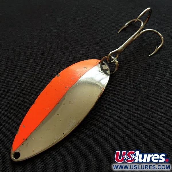 Vintage  Seneca Little Cleo (Hula Girl) UV, 3/4oz nickel/orange fishing spoon #18309