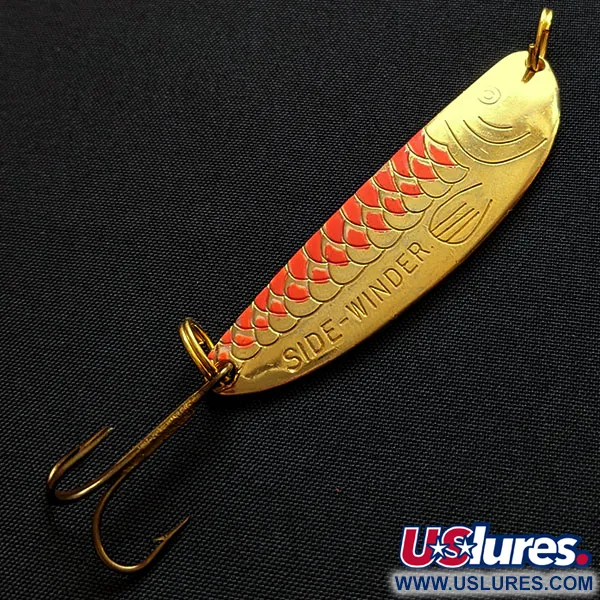 Vintage  Acme Side-Winder, 1/3oz gold/orange fishing spoon #18315