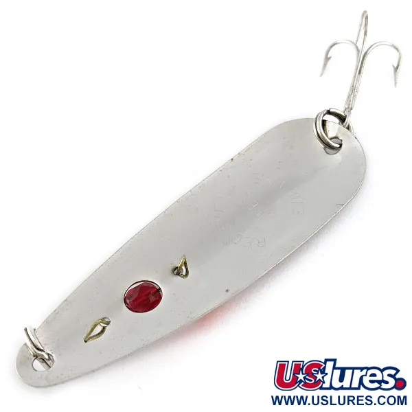 Vintage  Red Eye Lures Red Eye Evil Eye, 2/5oz nickel/orange/red eye fishing spoon #18332