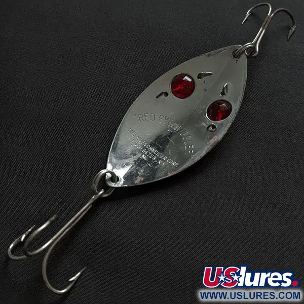 Vintage   Hofschneider Red Eye Wiggler, 1oz nickel/red eyes fishing spoon #18375