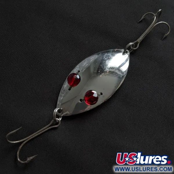 Vintage   Hofschneider Red Eye Wiggler, 1oz nickel/red eyes fishing spoon #18375