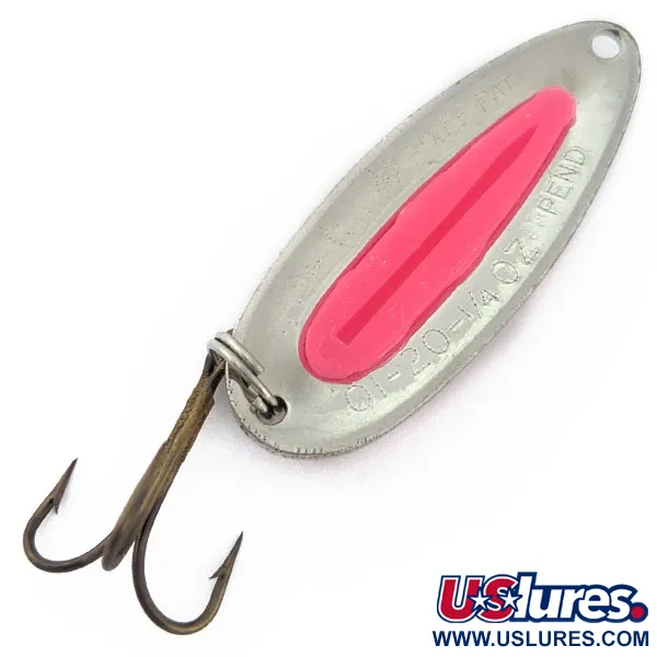 Vintage   Blue Fox Pixee UV, 1/4oz hammered nickel/pink fishing spoon #18396