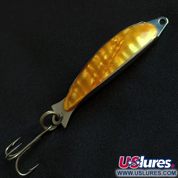 Vintage  Salm The Killer Red Abalone Pearl Minnow​, 1/4oz yellow/nickel fishing spoon #18398