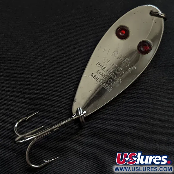 Vintage   Paul Bunyan Flash eye spoon, 3/5oz nickel/red eyes fishing spoon #18400