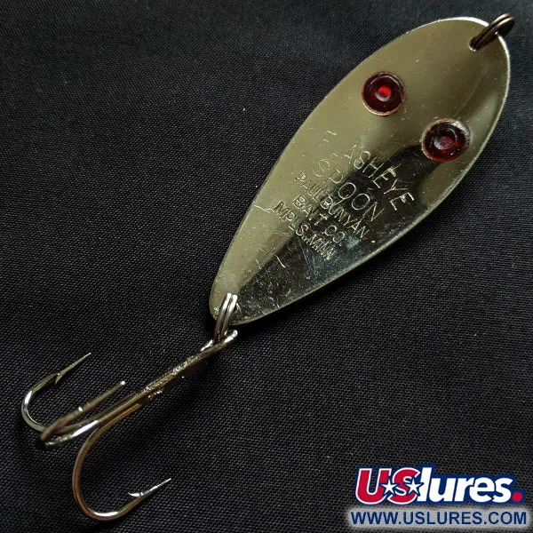 Vintage   Paul Bunyan Flash eye spoon, 3/5oz nickel/red eyes fishing spoon #18400