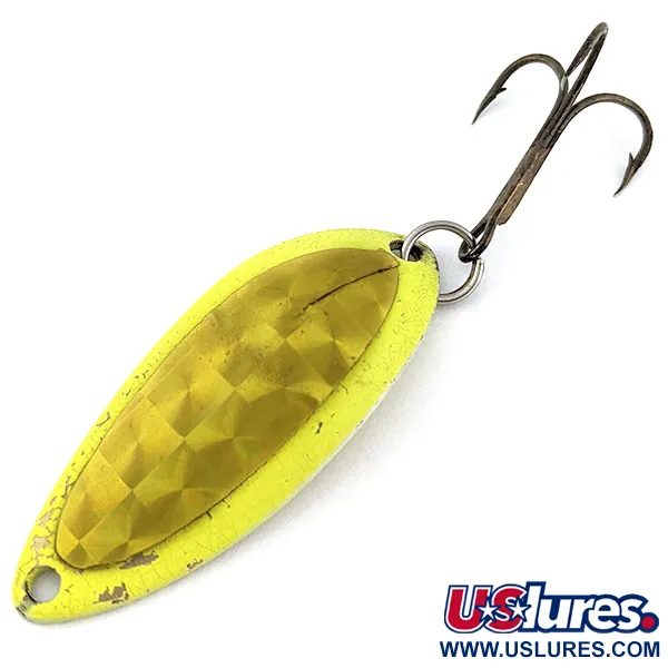 Vintage  Luhr Jensen Little Jewel, 1/2oz yellow fishing spoon #18407