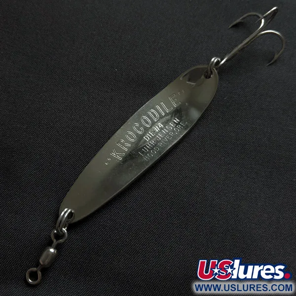 Vintage  Luhr Jensen Krocodile #4, 1/2oz nickel/blue fishing spoon #18412