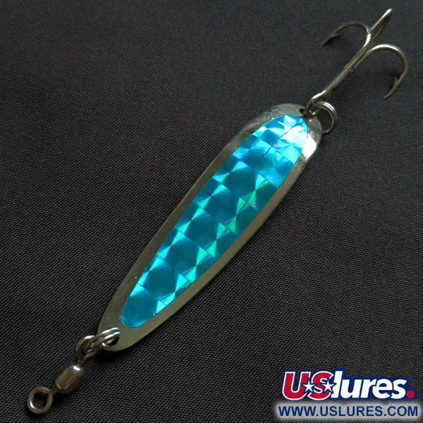 Vintage  Luhr Jensen Krocodile #4, 1/2oz nickel/blue fishing spoon #18412