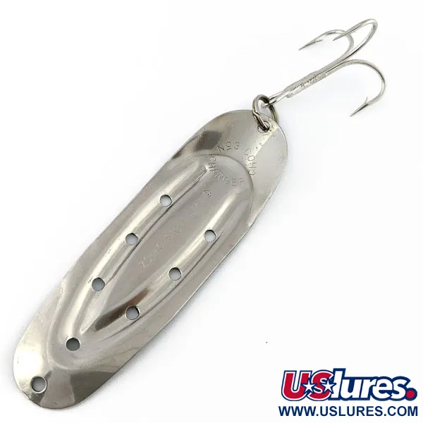 Vintage  Rustowicz Charger №3, 2/5oz nickel/green fishing spoon #18434