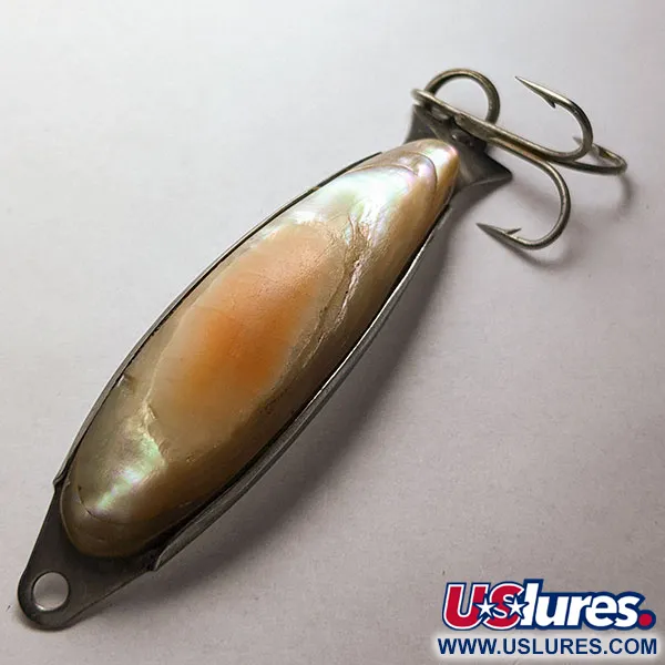 Vintage  Salm The Killer Red Abalone Pearl Minnow, 2/5oz nickel/pearl fishing spoon #18439