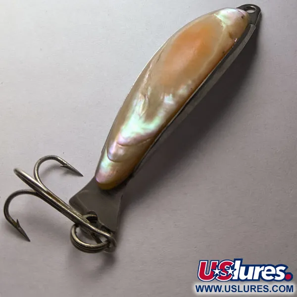 Vintage  Salm The Killer Red Abalone Pearl Minnow, 2/5oz nickel/pearl fishing spoon #18439