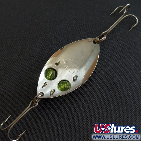 Vintage  Eppinger Red Eye Junior, 1/2oz nickel/green fishing spoon #18448