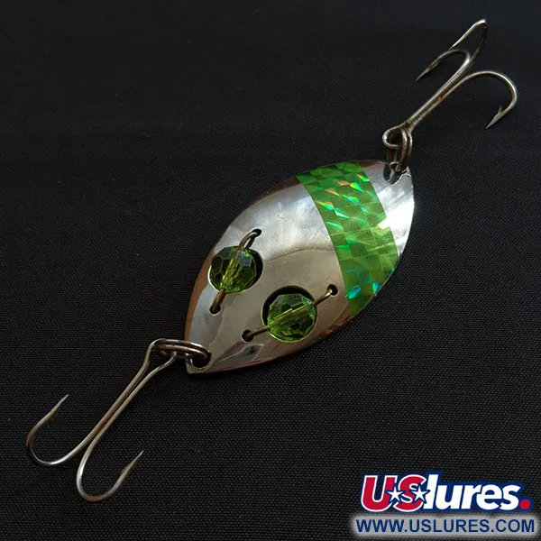 Vintage  Eppinger Red Eye Junior, 1/2oz nickel/green fishing spoon #18448
