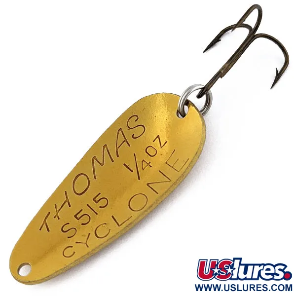 Vintage   Thomas Cyclone, 1/4oz gold fishing spoon #18470