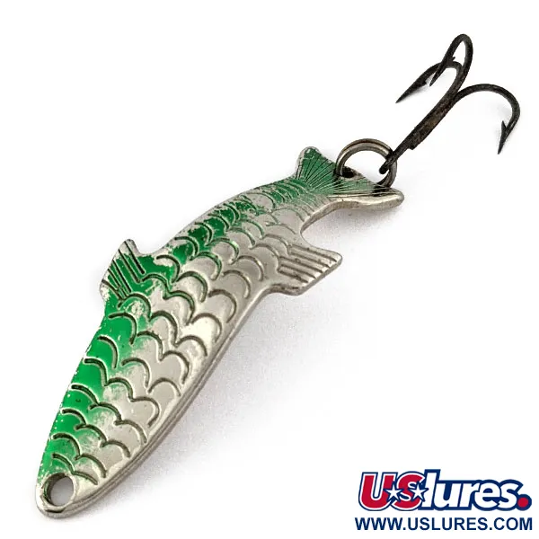 Vintage   Acme Phoebe, 1/8oz nickel/green fishing spoon #18492