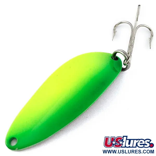 Vintage   Acme Little Cleo, 1/3oz yellow/green/nickel fishing spoon #18501