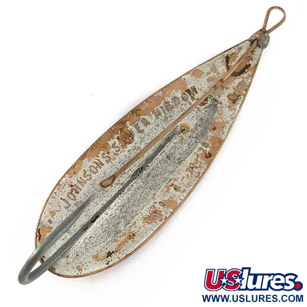 Vintage   Johnson Silver Minnow, 2/5oz nickel/copper/red fishing spoon #18562