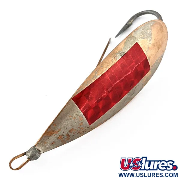 Vintage   Johnson Silver Minnow, 2/5oz nickel/copper/red fishing spoon #18562