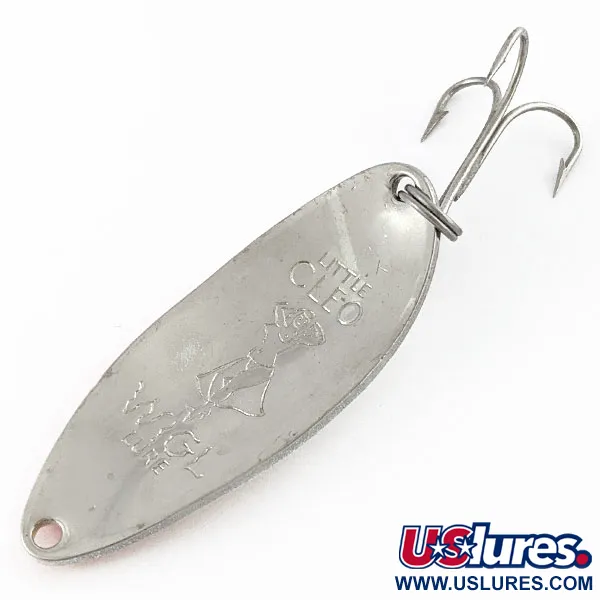 Vintage  Seneca Little Cleo (Hula Girl), 1/2oz white pearl/orange/nickel fishing spoon #18564