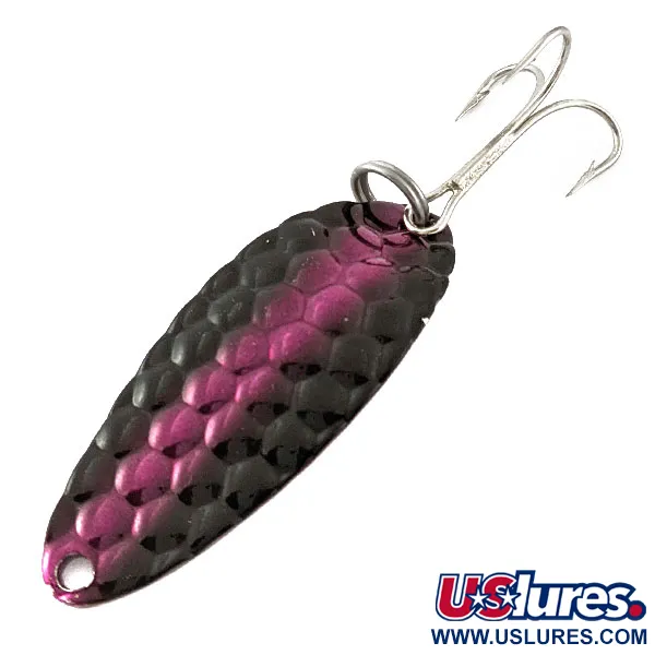 Vintage   Acme Little Cleo bubbles, 1/3oz black/nickel/purple fishing spoon #18579