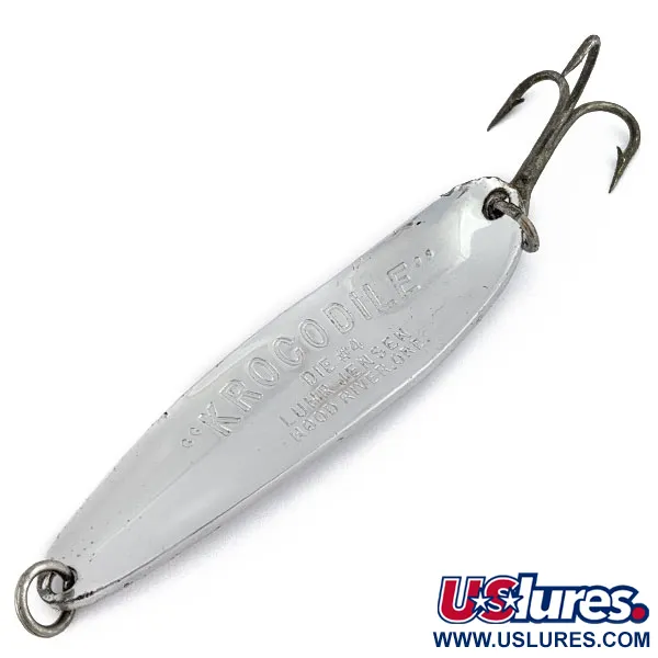 Vintage  Luhr Jensen Krocodile #4, 2/3oz nickel fishing spoon #18584