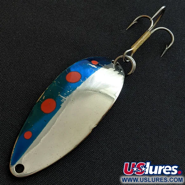 Vintage  Seneca Little Cleo (Hula Girl), 1/2oz nickel/blue/red fishing spoon #18595