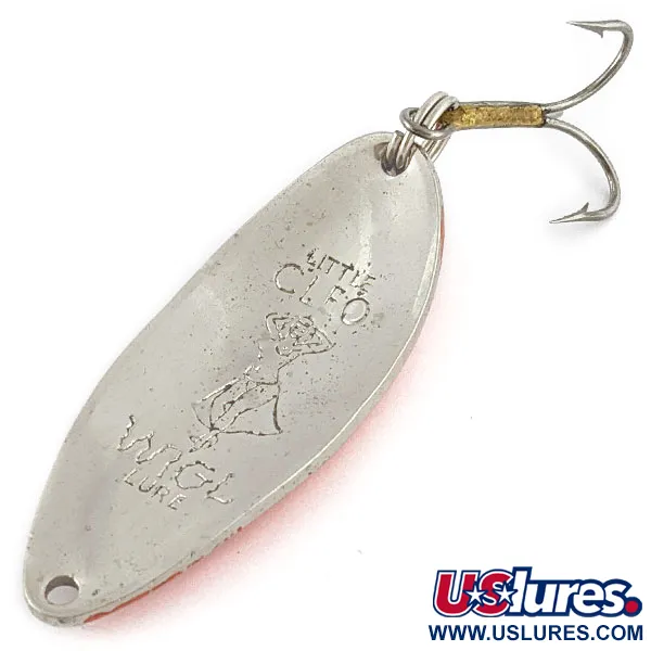 Vintage  Seneca Little Cleo (Hula Girl), 1/2oz nickel/orange fishing spoon #18622