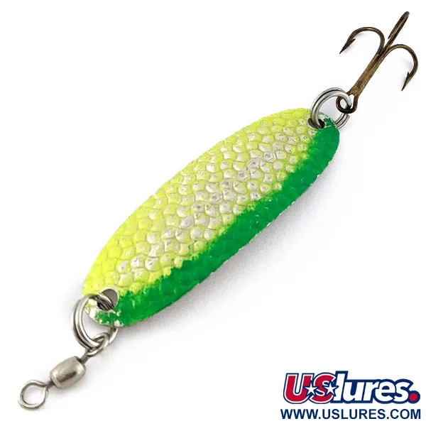 Vintage   Williams Wabler W40, 1/4oz silver/yellow/green fishing spoon #18692