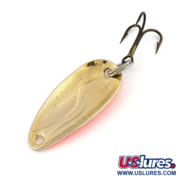 Vintage  Acme Kamlooper Junior, 1/4oz gold/orange UV fishing spoon #18705