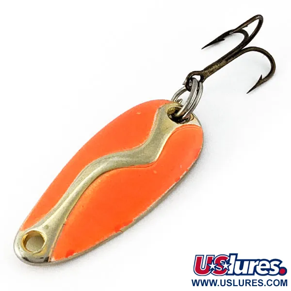 Vintage  Acme Kamlooper Junior, 1/4oz gold/orange UV fishing spoon #18705
