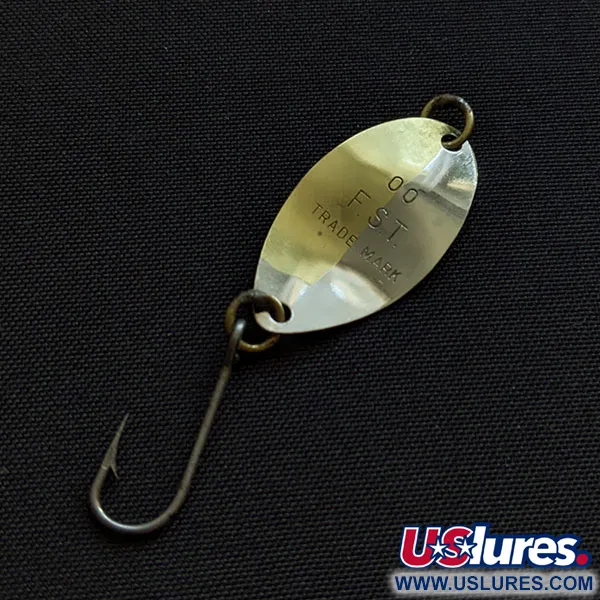 Vintage  Yakima Bait  Worden's F.S.T 00, 3/64oz nickel/gold fishing spoon #18715