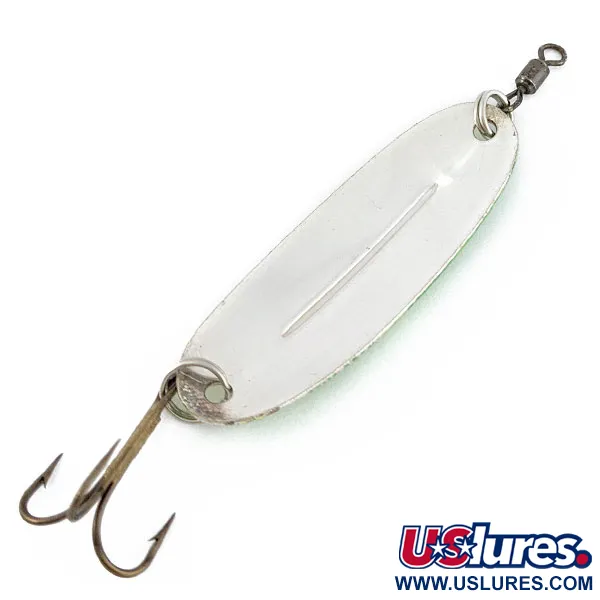 Vintage   Williams Wabler W40, 1/4oz nickel/yellow/green fishing spoon #18736