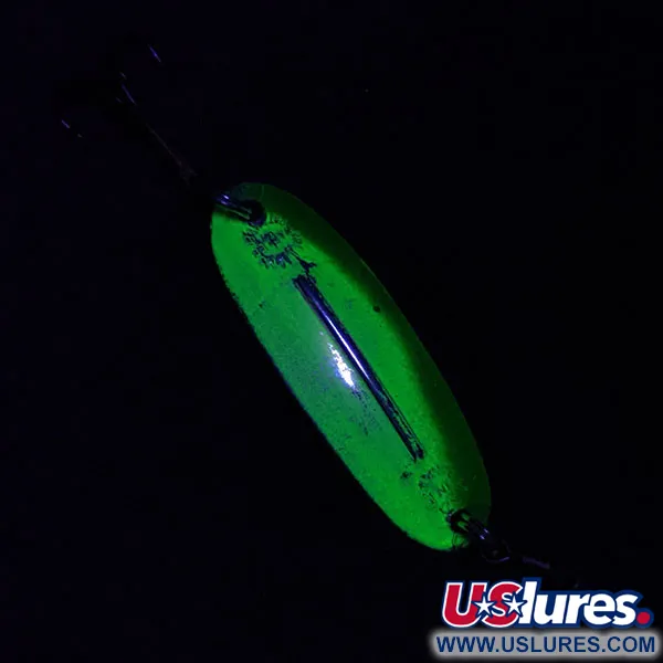 Vintage   Williams Wabler W40, 1/4oz nickel/yellow/green fishing spoon #18736