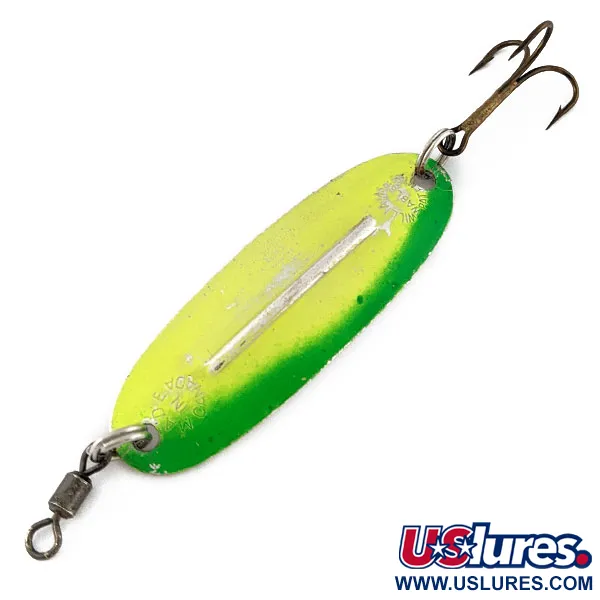 Vintage   Williams Wabler W40, 1/4oz nickel/yellow/green fishing spoon #18736