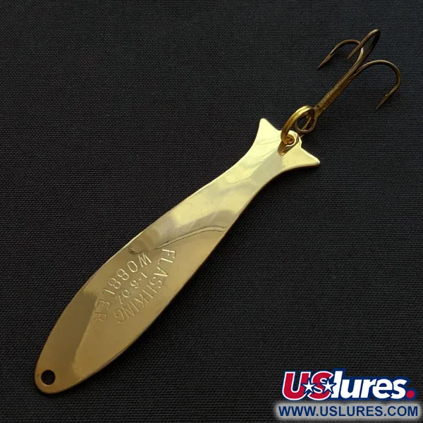 Vintage   Acme Flash-King Wobbler, 3/16oz gold fishing spoon #18737