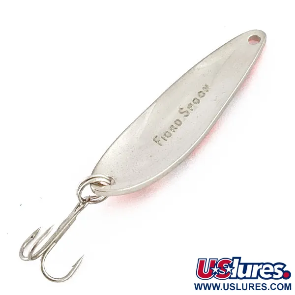 Vintage  Acme Fiord Spoon, 1/4oz nickel/orange UV fishing spoon #18740