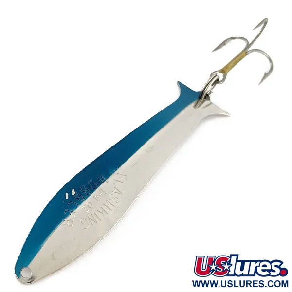 Vintage   Acme Flash-King Wobbler, 1/4oz nickel/blue fishing spoon #18743