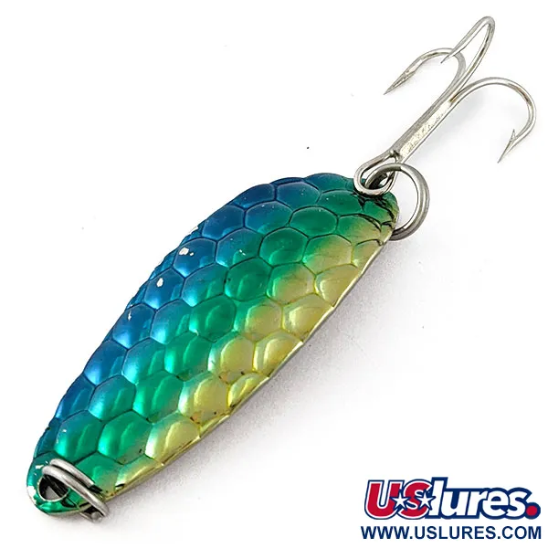 Vintage   Acme Little Cleo bubbles, 1/3oz nickel/blue/green/gold fishing spoon #18770