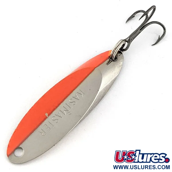 Vintage  Acme Kastmaster, 1/4oz nickel/orange fishing spoon #18803