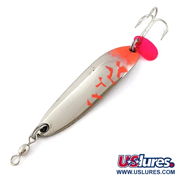 Vintage  Luhr Jensen Krocodile #3, 1/3oz nickel/red UV fishing spoon #18804