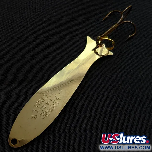 Vintage   Acme Flash-King Wobbler, 3/16oz gold fishing spoon #18813