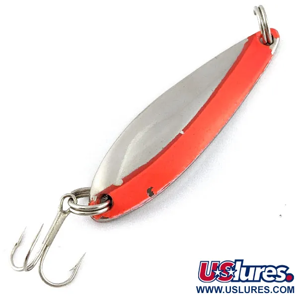 Vintage  Acme Fiord Spoon, 1/4oz nickel/orange fishing spoon #18824