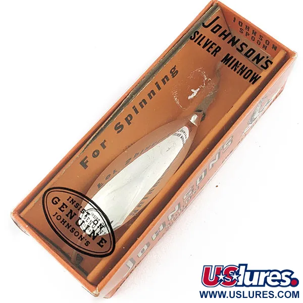   Johnson Silver Minnow (1950s) №1110, 1/4oz silver fishing spoon #18837